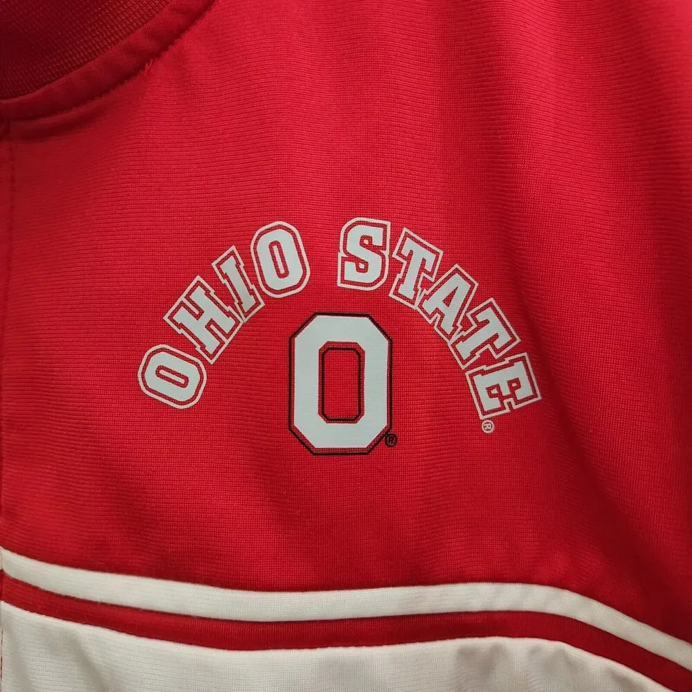 Ohio State OSU Large Retro Full Zip Up Track Jacket Coat Red Logo ESPN Sports